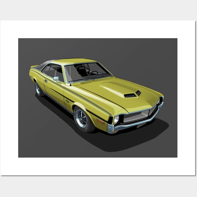 AMC Javelin in Golden Lime Wall Art by candcretro